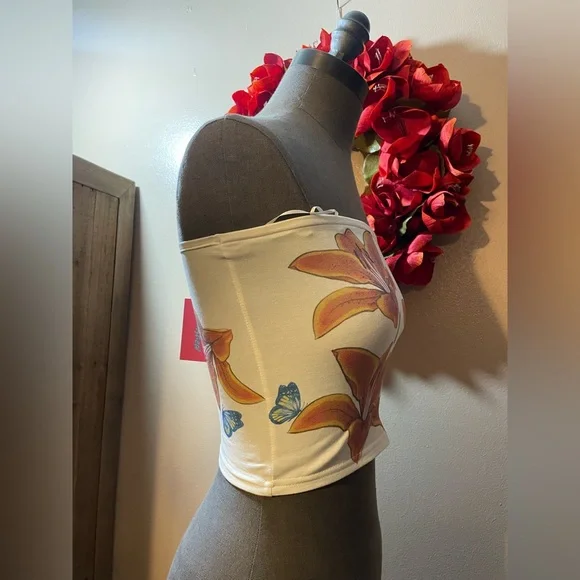 Edikted Tiger Lily Print Cotton Tube Top - Picture 4 of 9